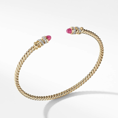 David Yurman Petite Helena Open Bracelet in 18k Yellow Gold with Rubies and Diamonds - Medium 1