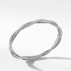 David Yurman Petite Infinity Bracelet in Sterling Silver with Pave Diamonds, 4.4mm 1