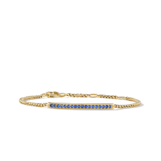 David Yurman Petite Pave Bar Bracelet in 18K Yellow Gold with Blue Sapphires 1.7mm 1