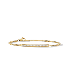 David Yurman Petite Pave Bar Bracelet in 18K Yellow Gold with Diamonds 1.7mm 1