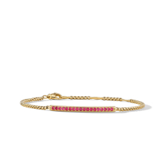 David Yurman Petite Pave Bar Bracelet in 18K Yellow Gold with Rubies 1.7mm 1