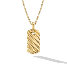 David Yurman Petite Sculpted Cable Tag in 18K Yellow Gold 24mm 1