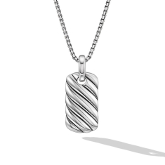 David Yurman Petite Sculpted Cable Tag in Sterling Silver 24mm 1