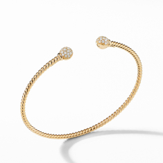 David Yurman Petite Solari Bead Bracelet with Diamonds in 18k Gold, 2.6mm - Medium 1