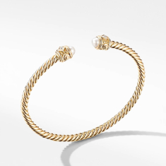 David Yurman Renaissance Bracelet in 18K Yellow Gold with Pearls and Diamonds 1
