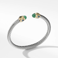 David Yurman Renaissance Bracelet with Green Onyx, Chrome Diopside, Hampton Blue Topaz and 14k Gold, 5mm 1