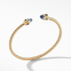 David Yurman Renaissance Bracelet with Light Blue Sapphires in 18k Gold, 3.5mm - Medium 1