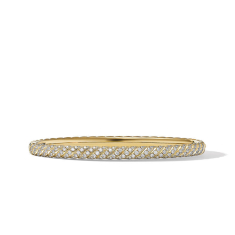 David Yurman Sculpted Cable Bangle Bracelet in 18K Yellow Gold with Diamonds | 4.6mm 1