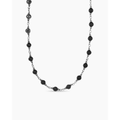 David Yurman Spiritual Beads Rosary Necklace in Sterling Silver with Black Onyx and Pave Black Diamonds 1