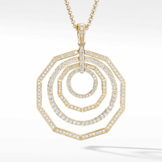 David Yurman Stax Pendant Necklace in 18k Yellow Gold with Full Pave Diamonds 1