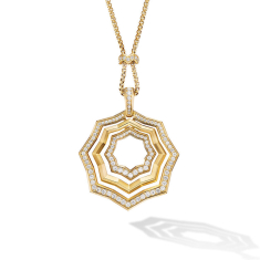 David Yurman Zig Zag Stax Pendant Necklace in 18K Yellow Gold with Diamonds 38mm 1