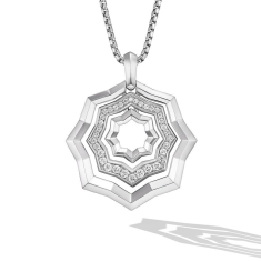 David Yurman Zig Zag Stax Pendant Necklace in Sterling Silver with Diamonds 28mm 1