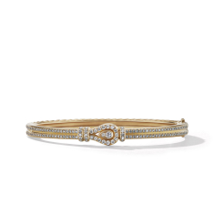 David Yurman Thoroughbred Loop Bracelet in 18K Yellow Gold with Full Pave Diamonds - Medium 1