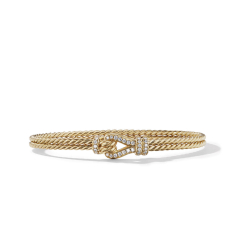 David Yurman Thoroughbred Loop Bracelet in 18K Yellow Gold with Pave Diamonds 1