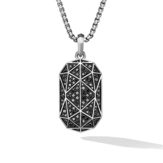 David Yurman Torqued Faceted Amulet in Sterling Silver with Pave Black Diamonds 1