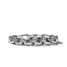 David Yurman Torqued Faceted Link Bracelet in Sterling Silver with Pave Black Diamonds 1