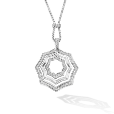 David Yurman Zig Zag Stax Pendant Necklace in Sterling Silver with Diamonds 38mm 1