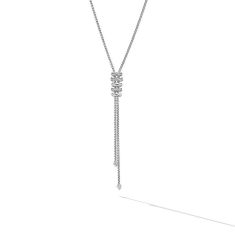 David Yurman Zig Zag Stax Y Necklace in Sterling Silver with Diamonds 1