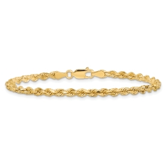 Diamond-Cut Rope 10k Yellow Gold Chain Anklet 3.25mm