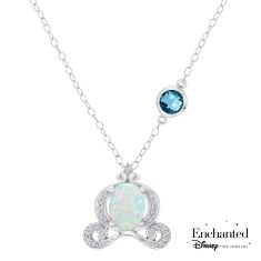 Enchanted Disney Fine Jewelry Created Opal and Diamond Cinderella's Carriage Pendant 1/10ctw