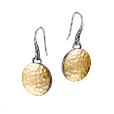 John Hardy Dot Round Drop Earrings in Hammered Gold and Sterling Silver 1