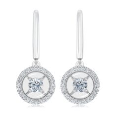 MAGNIFICENCE Diamond Halo Drop White Gold Earrings 1/3ctw