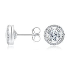 MAGNIFICENCE Round Diamond Halo White Gold Earrings 1/3ctw