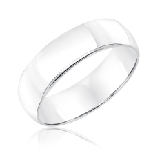 10k White Gold 6mm Low Dome Comfort Fit Wedding Band 1