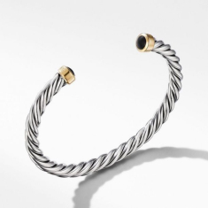 Men's David Yurman Cable Cuff Bracelet with 18k Yellow Gold and Black Onyx | 6mm 1