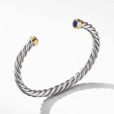 Men's David Yurman Cable Cuff Bracelet with 18k Yellow Gold and Lapis | 6mm 1