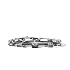 Men's David Yurman Elongated Open Link Chain Bracelet with Pave Black Diamonds 1