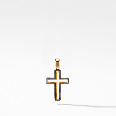 Men's David Yurman Forged Carbon Cross Pendant with 18K Gold 1