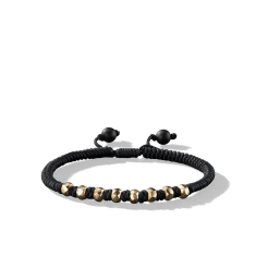 Men's David Yurman Fortune Woven Black Nylon Bracelet with Black Onyx and 18K Yellow Gold 1