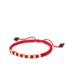 Men's David Yurman Fortune Woven Bracelet in Red Nylon with Black Onyx and 18K Yellow Gold 1