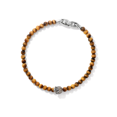 Men's David Yurman Memento Mori Skull Bracelet in Sterling Silver with Tiger's Eye and Pave Cognac Diamonds 1