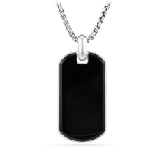Men's David Yurman Meteorite Collection Streamline Exotic Stone Tag in Black Onyx, 42mm 1