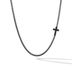 Men's David Yurman Pave Cross Necklace with Treated Black Diamonds 1