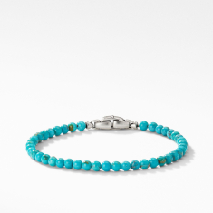 Men's David Yurman Spiritual Beads Bracelet in Sterling Silver with Turquoise, 4mm 1