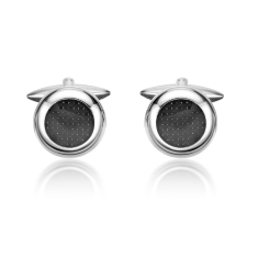 Men's Stainless Steel and Black Carbon Fiber Cufflinks 1