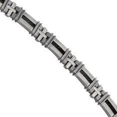 Men's Stainless Steel and Black Ion-Plated Bracelet