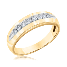 3/8ctw Diamond Yellow Gold Band | Men's 1