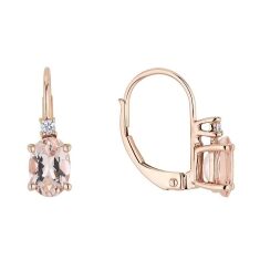Morganite and Diamond Accented Drop Earrings 1/20ctw