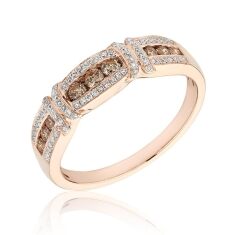 Natural Champagne Diamond and Diamond Ring 3/8ctw
