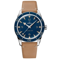 OMEGA Seamaster 300 Co-Axial Master Chronometer Blue Dial Beige Leather Strap Watch | 41mm | O23432412103001