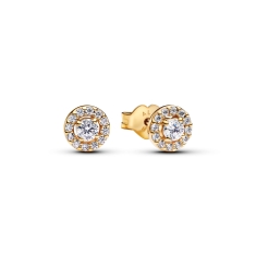 Pandora Round Pavé Halo Gold-Plated Stud Earrings