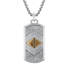 Rebel Moon Jimmy's 1/15ctw Treated Black Diamond Two-Tone Pendant Necklace