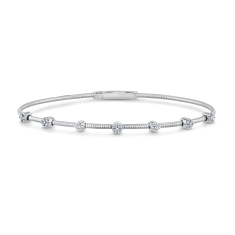 REEDS Flexible 1/6ctw Diamond White Gold Bangle Bracelet 1