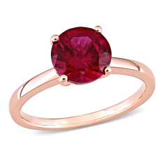 Round Created Ruby Rose Gold Solitaire Promise Ring 1