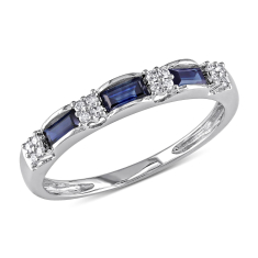 Sapphire and Diamond Stackable Ring 1/15ctw 1