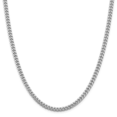 Sterling Silver 5mm Domed Curb Side Diamond-Cut Chain Necklace 1